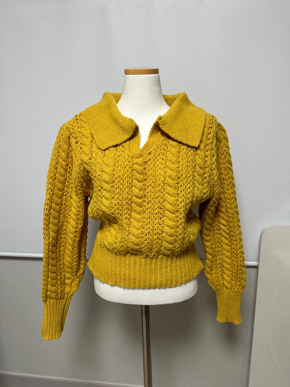 귀여운 카라 니트 겨자색