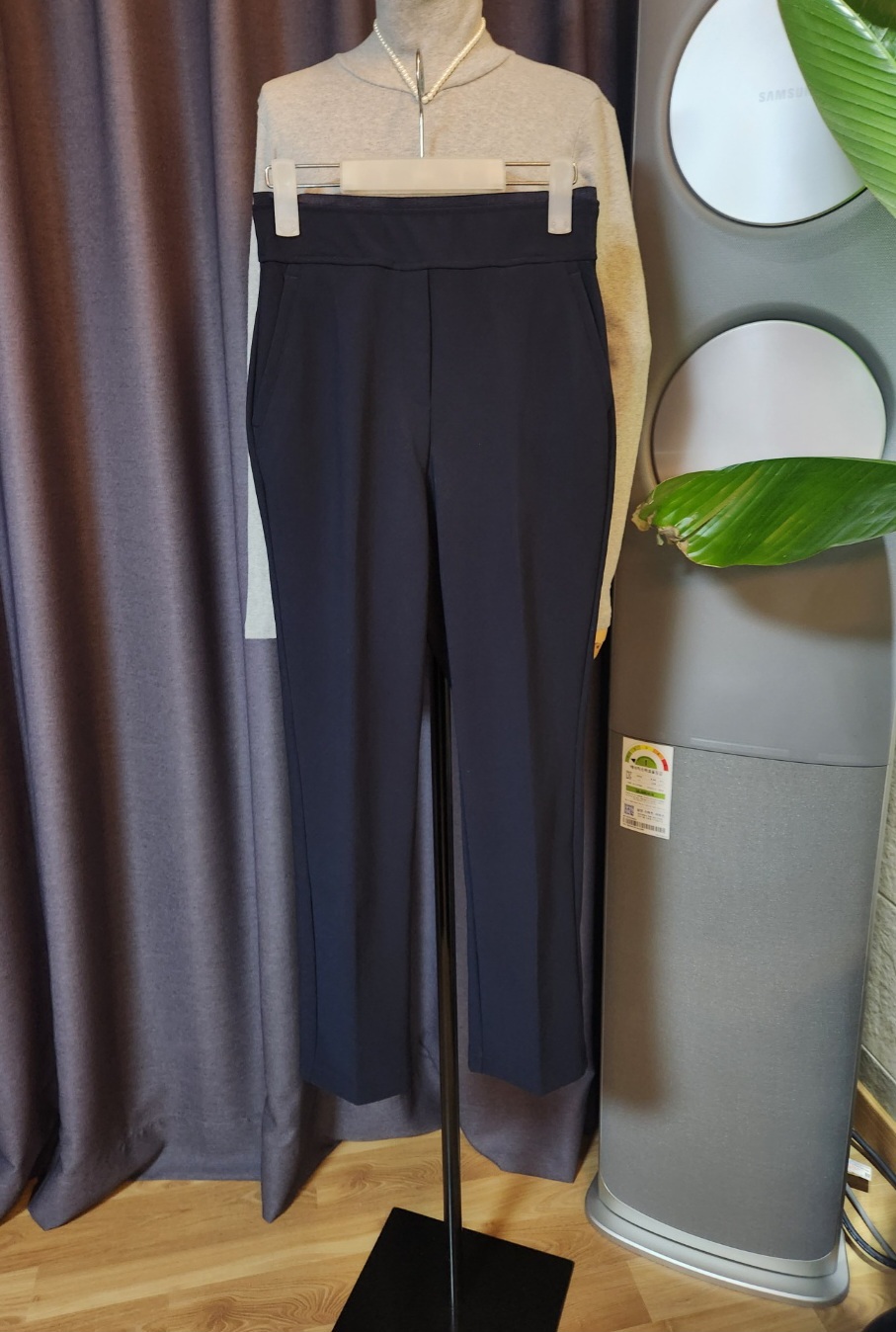 55~55반✔올리브그린 스판 밴딩 찰랑 세미 슬랙스