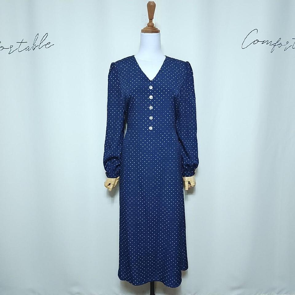 (77) 네이비 도트 롱원피스
