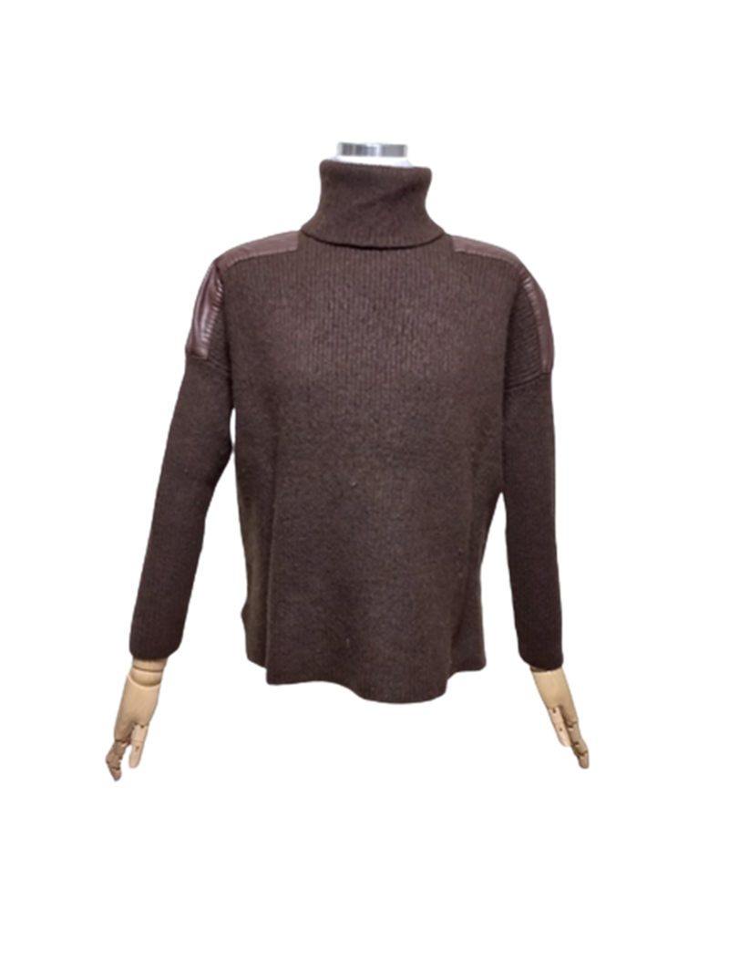 로렌랄프로렌 정품 배색 여성 목폴라 여자니트긴팔티셔츠XS