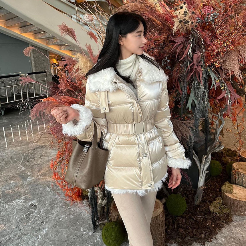 양털 벨트 숏패딩 덕다운 몽