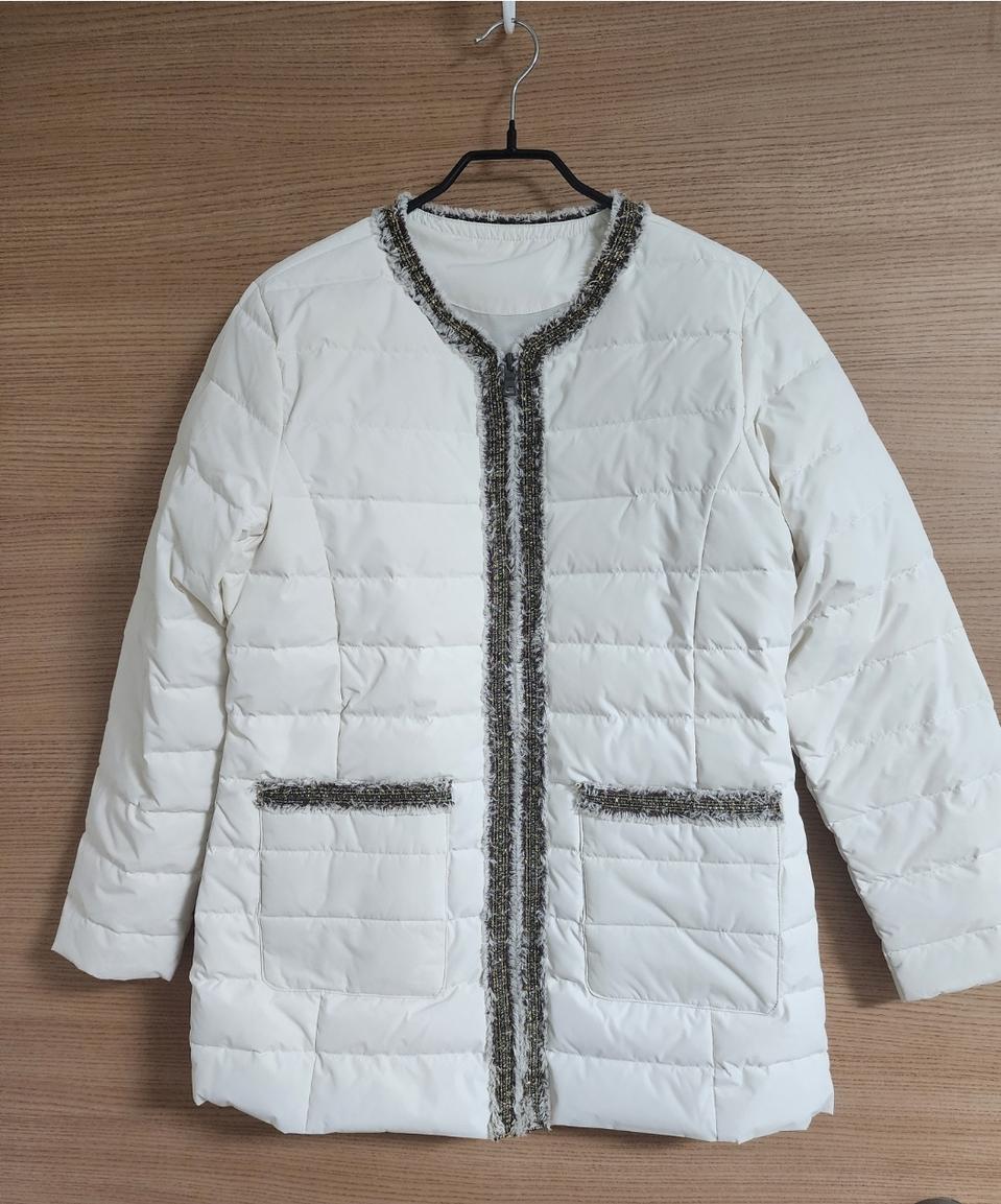 (새상품)트위드 오리털경랑패딩