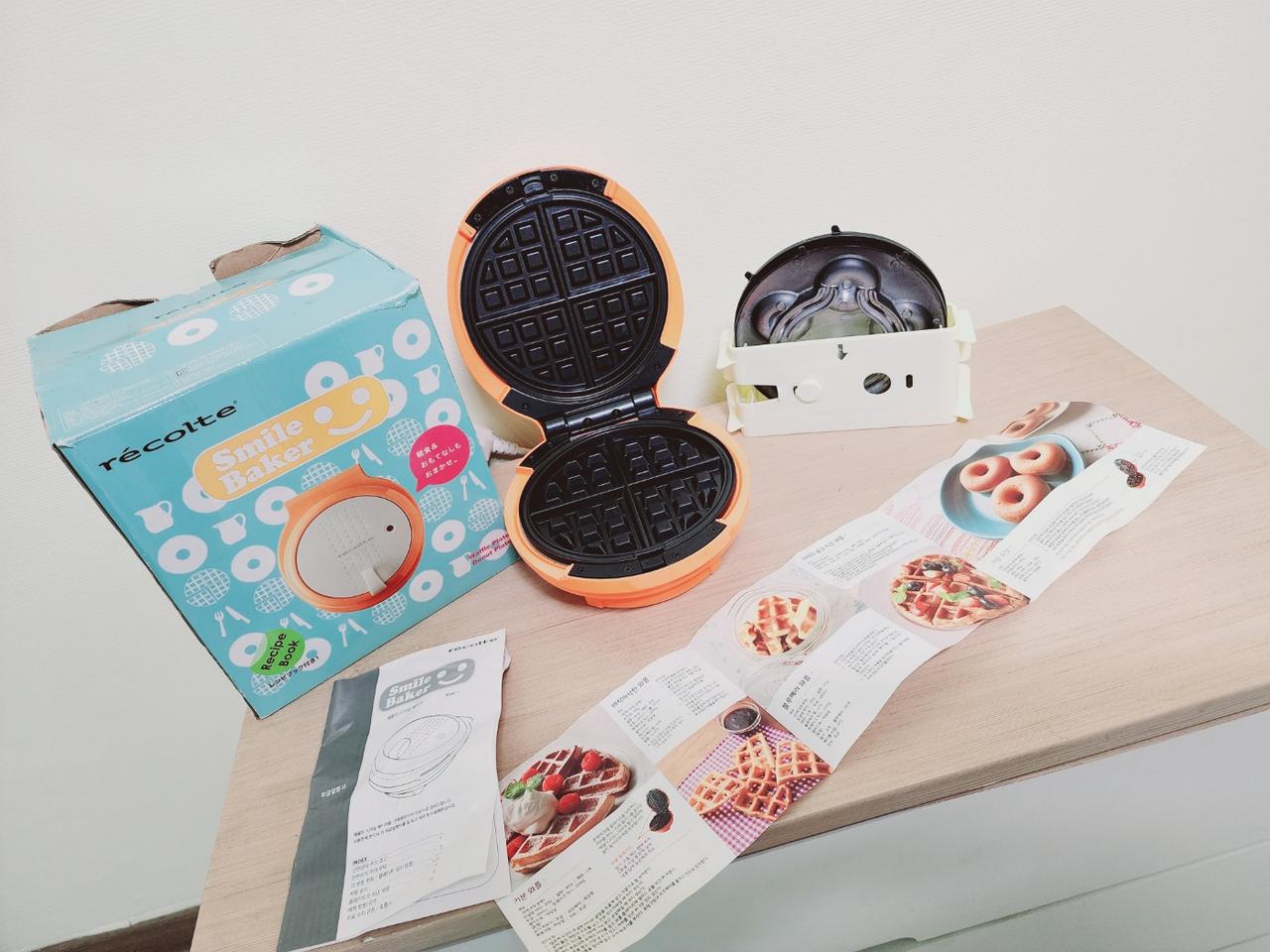 레꼴뜨 스마일 와플 메이커 크로플 도넛 가식 만들기