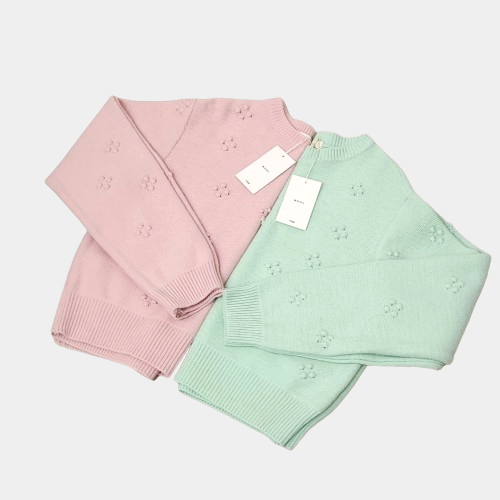 고퀄 리에 울 폼폼 민트 핑크 라운드넥 니트