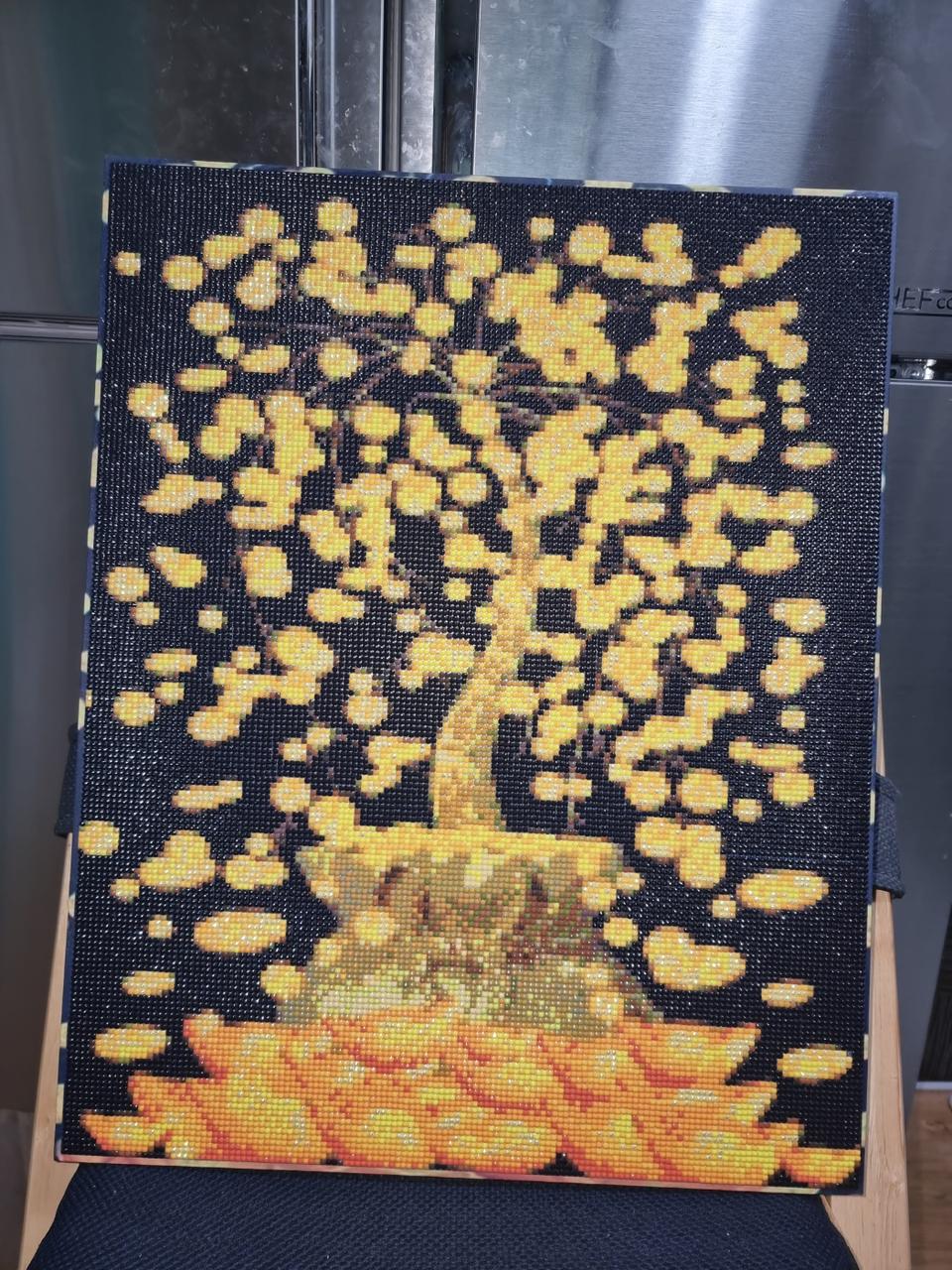 재물금전수 보석십자수 캔버스형 완성품