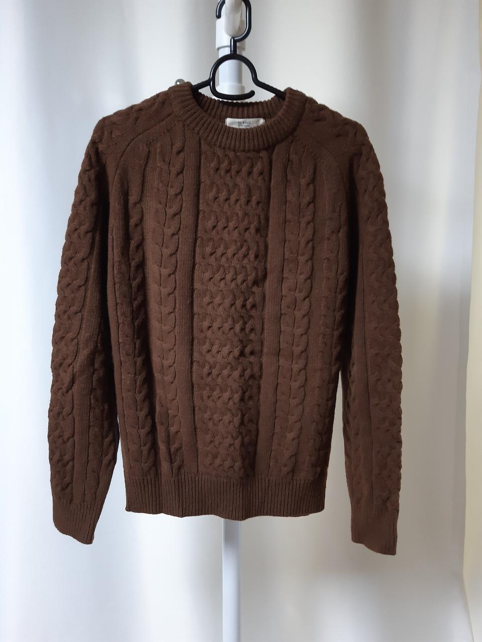 브라우니 꽈배기 라운드 니트