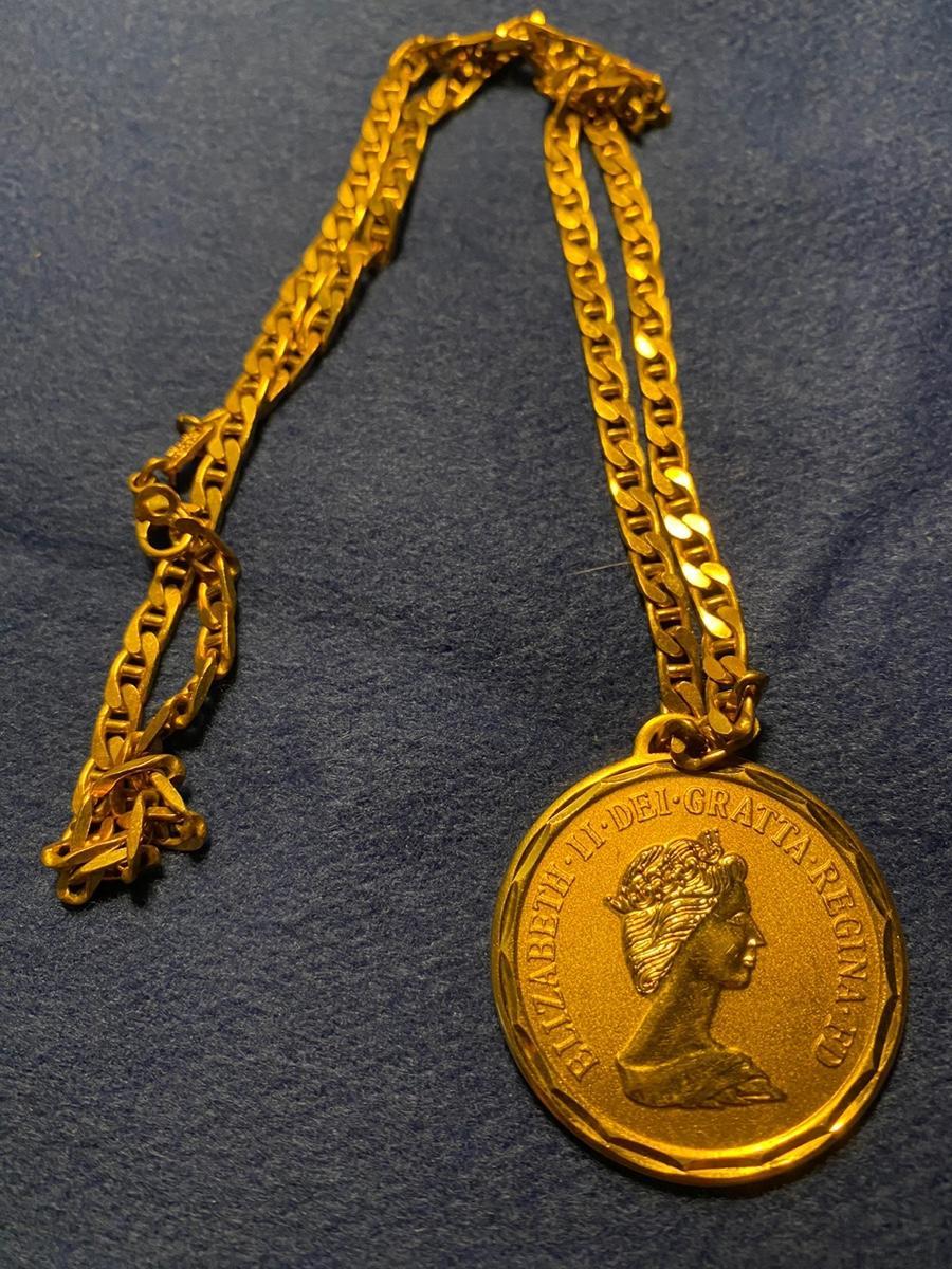 엘리자베쓰 2세 주화 팬던트 18KGF 목걸이 (made in Franc