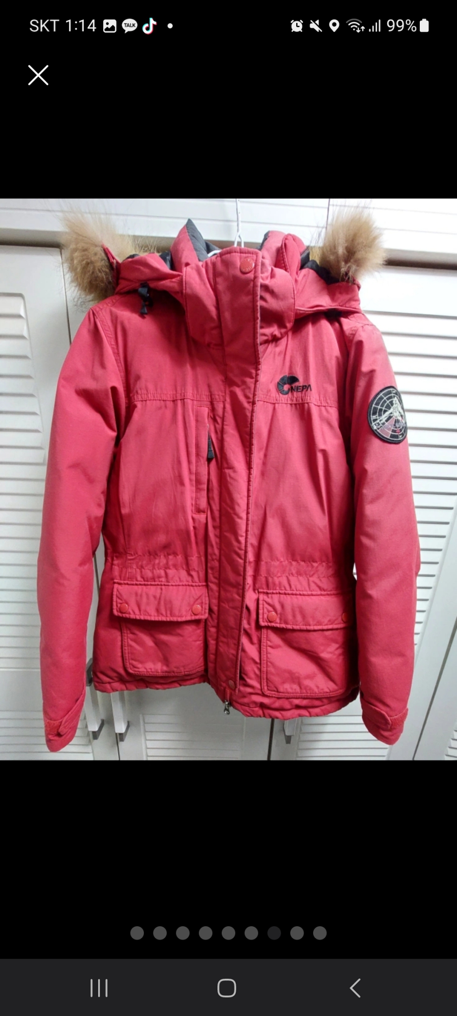 여성 네파 오리털패딩 점퍼 가슴단면 50cm 총장64cm 사용감있어요