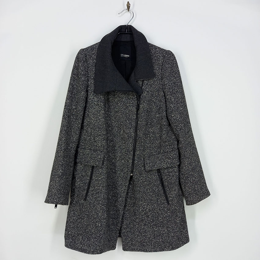 주크 여성 헤링본 사선지퍼 모직자켓 그레이 55 (HU11082)