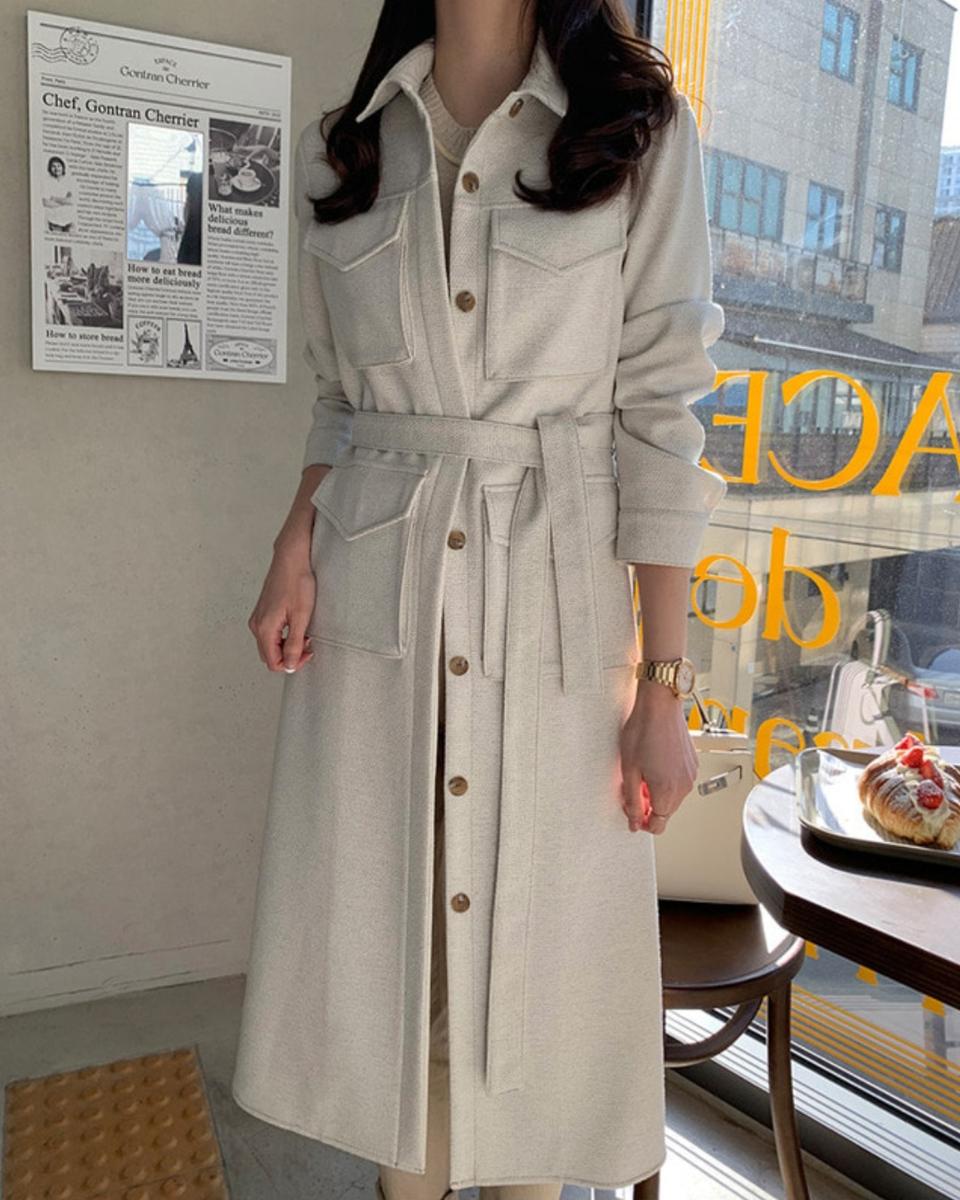 지뽀렘 포켓 벨티드 셔츠 코트 수입의류