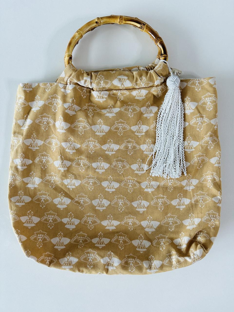 대나무 손잡이 일본 손가방 진주 붕어장식