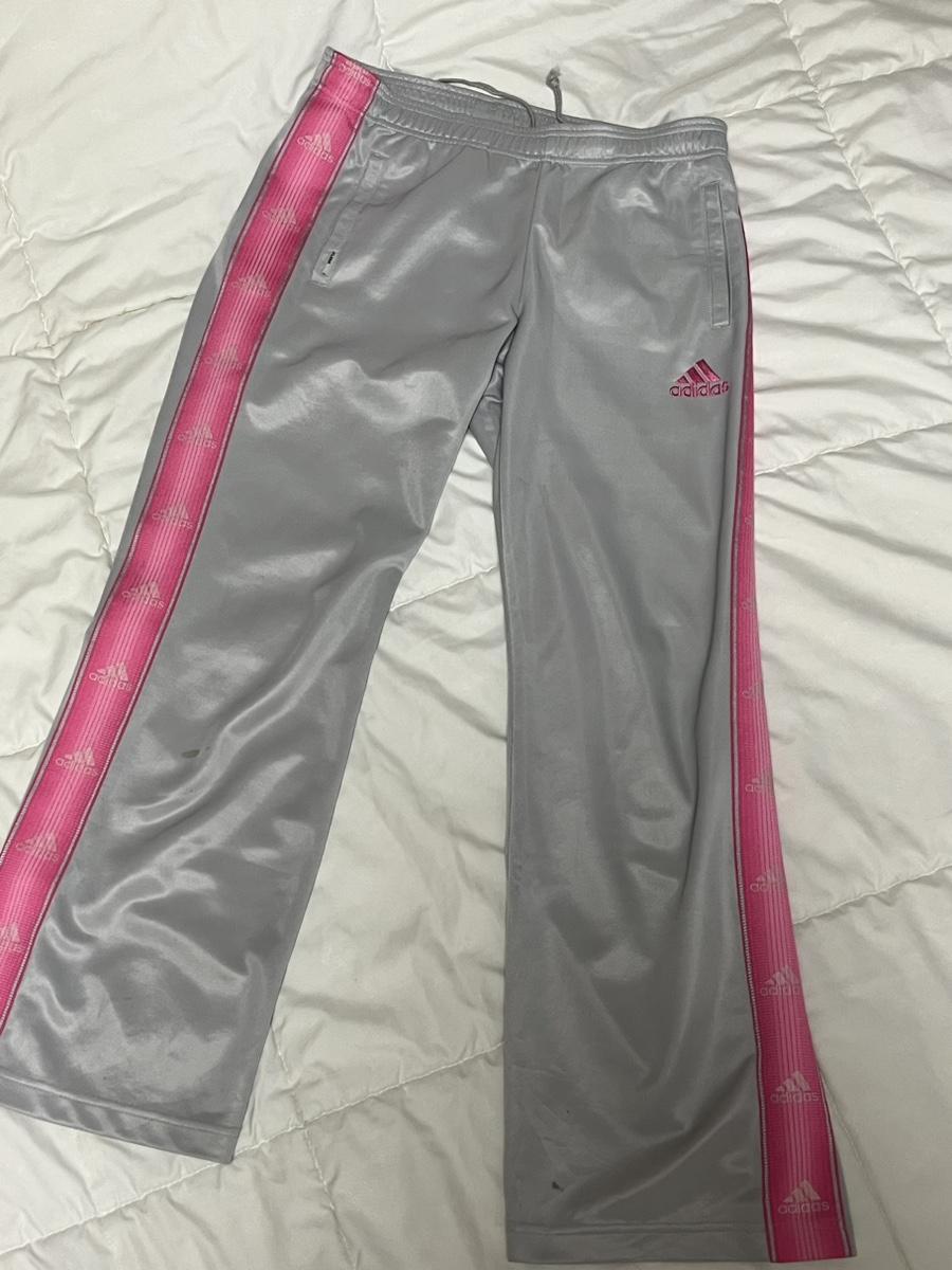 정품/stc아디다스 실버 핑크 츄바 바지 핑크색 회핑