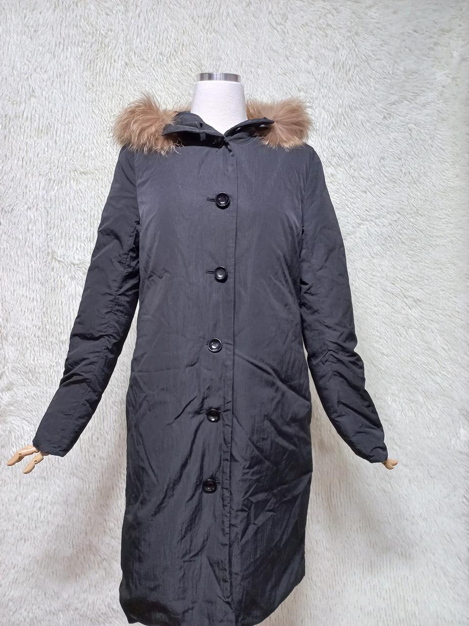 띠어리 정품 라쿤퍼 여성 겨울 여자후드푸퍼다운롱패딩점퍼코트S