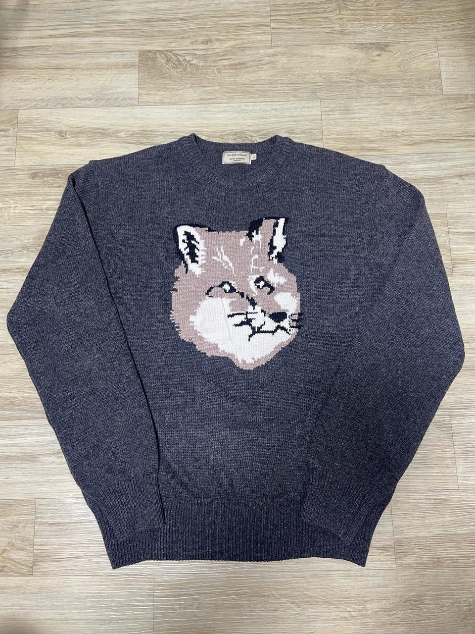 [L] 메종키츠네 챠콜 빅폭스 니트