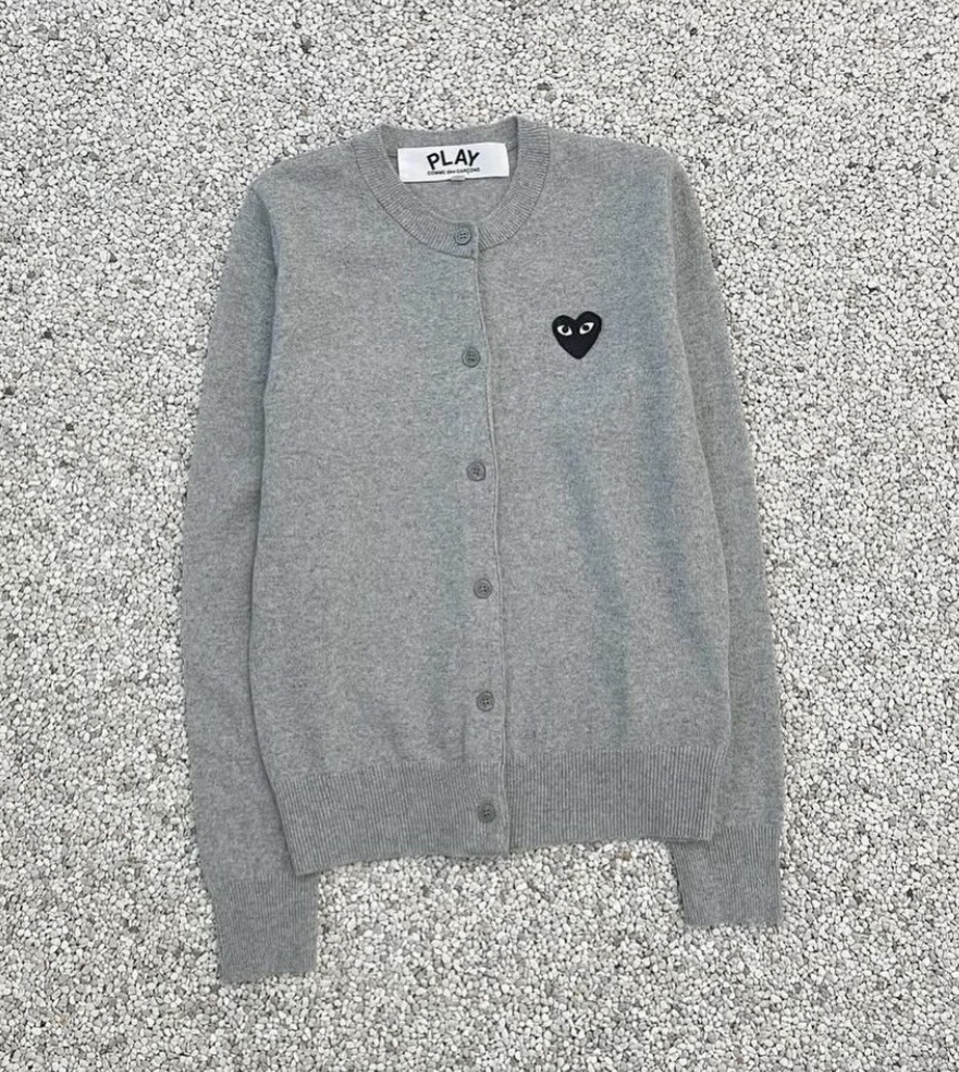 [S] 꼼데 그레이 블랙와펜 가디건