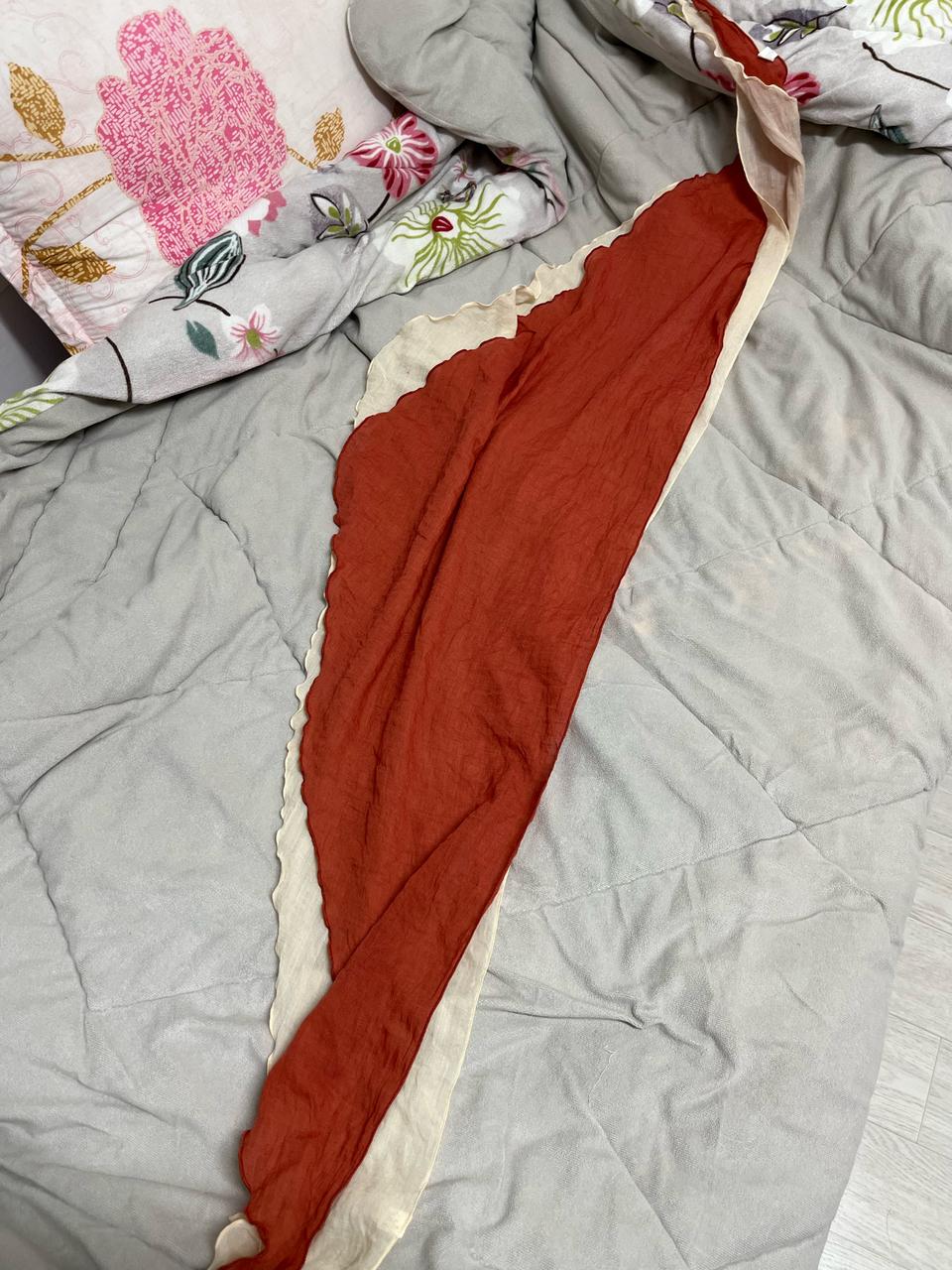 마리끌레르 스카프 (주황x아이보리)