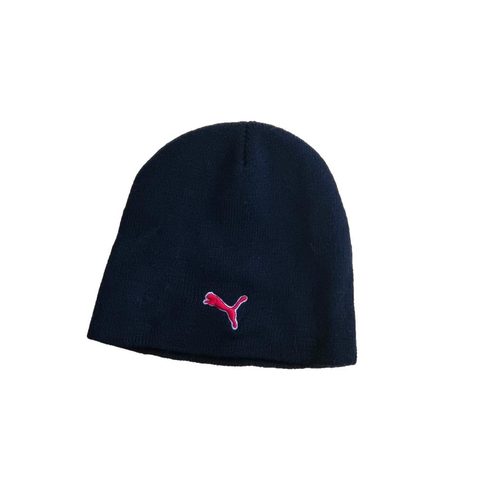 퓨마 레드 자수 비니 모자