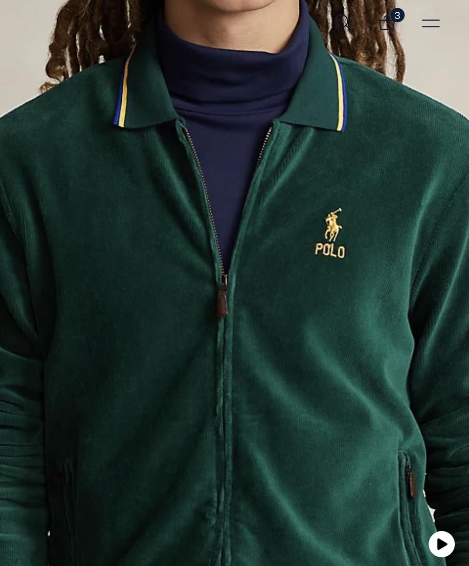 폴로 랄프로렌 니트 코듀로이 트랙 재킷 - 그린