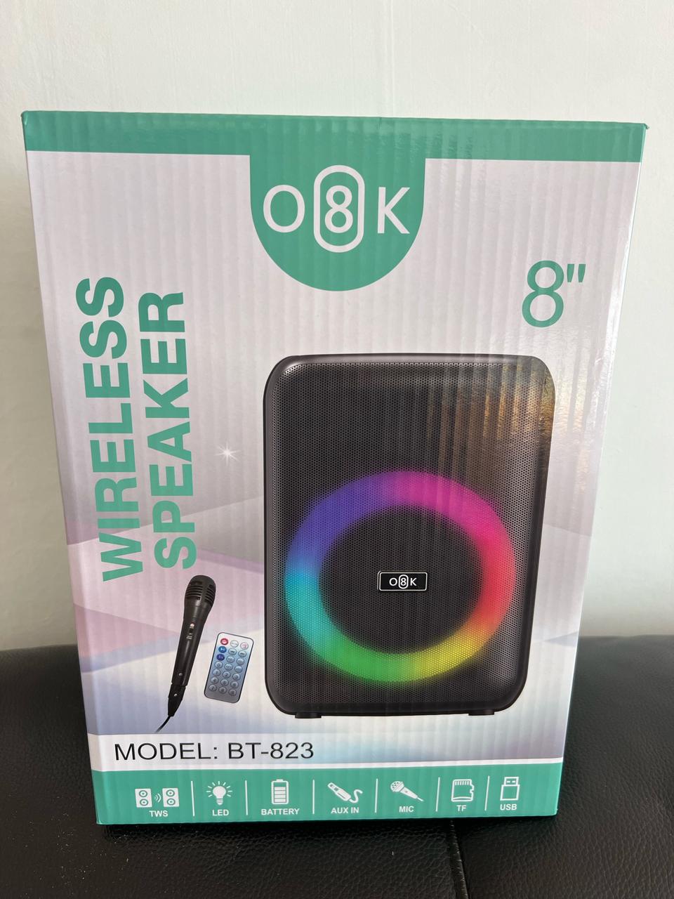(미개봉새상품)캠핑 노래방 블루투스 스피커 8인치 리모컨,마이크 포함