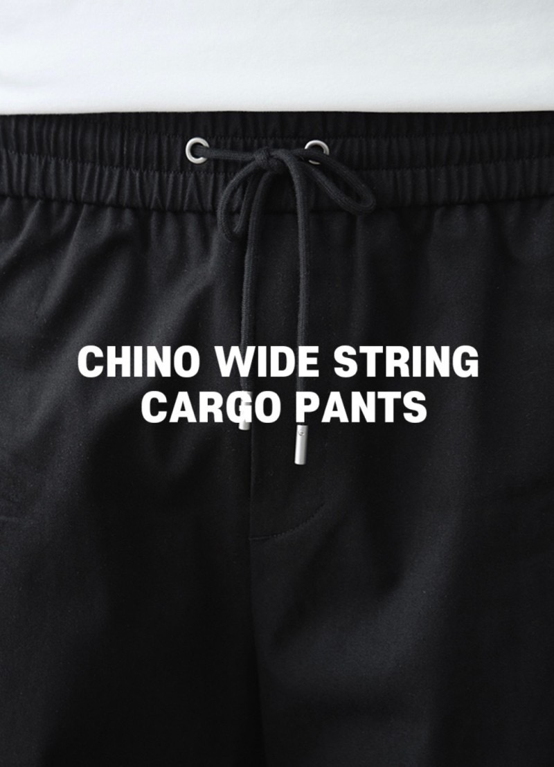 드로우핏 치노 와이드 스트링 건빵 카고 포켓 조거 밴딩 코튼 면 바지