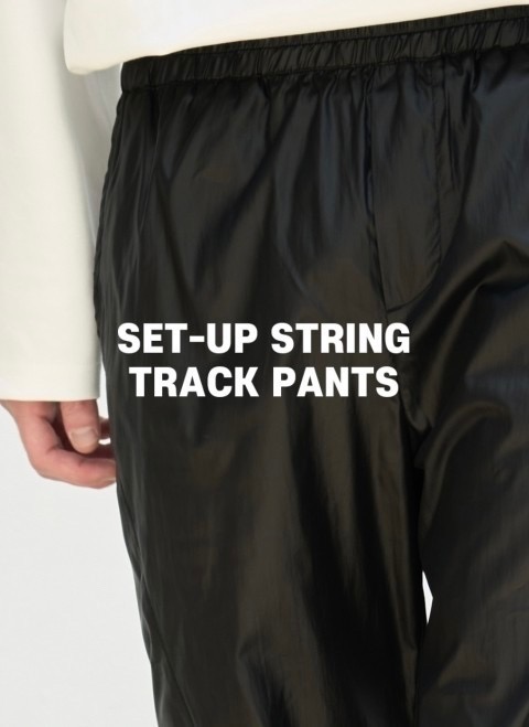 드로우핏 나일론 절개 스트링 조거 밴딩 기능성팬츠 바지 (코팅블랙)