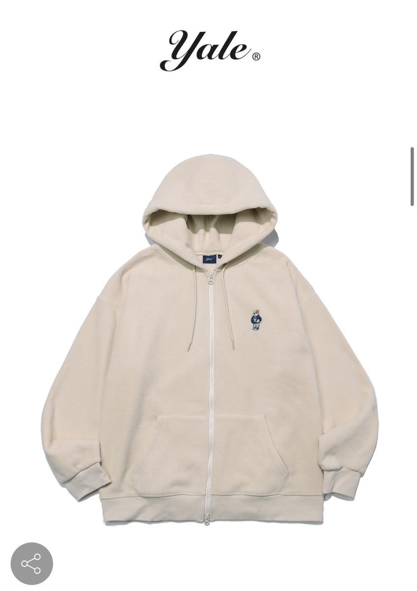 (새상품) 예일 정품 후드집업 엠브로이더리 플리스 후디 아이보리