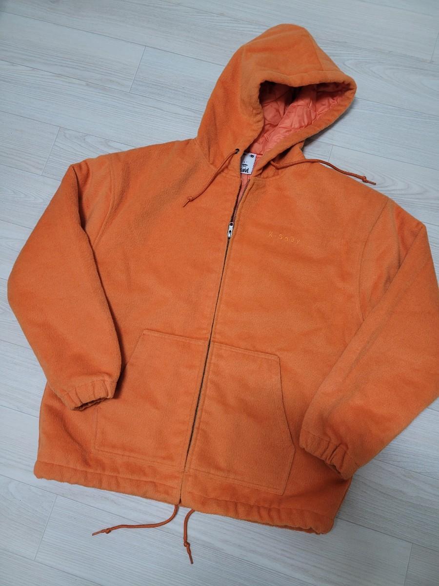 X-girl 엑스걸 플리스 헤비웨이트 후드집업 누빔 봄버자켓 1사이즈