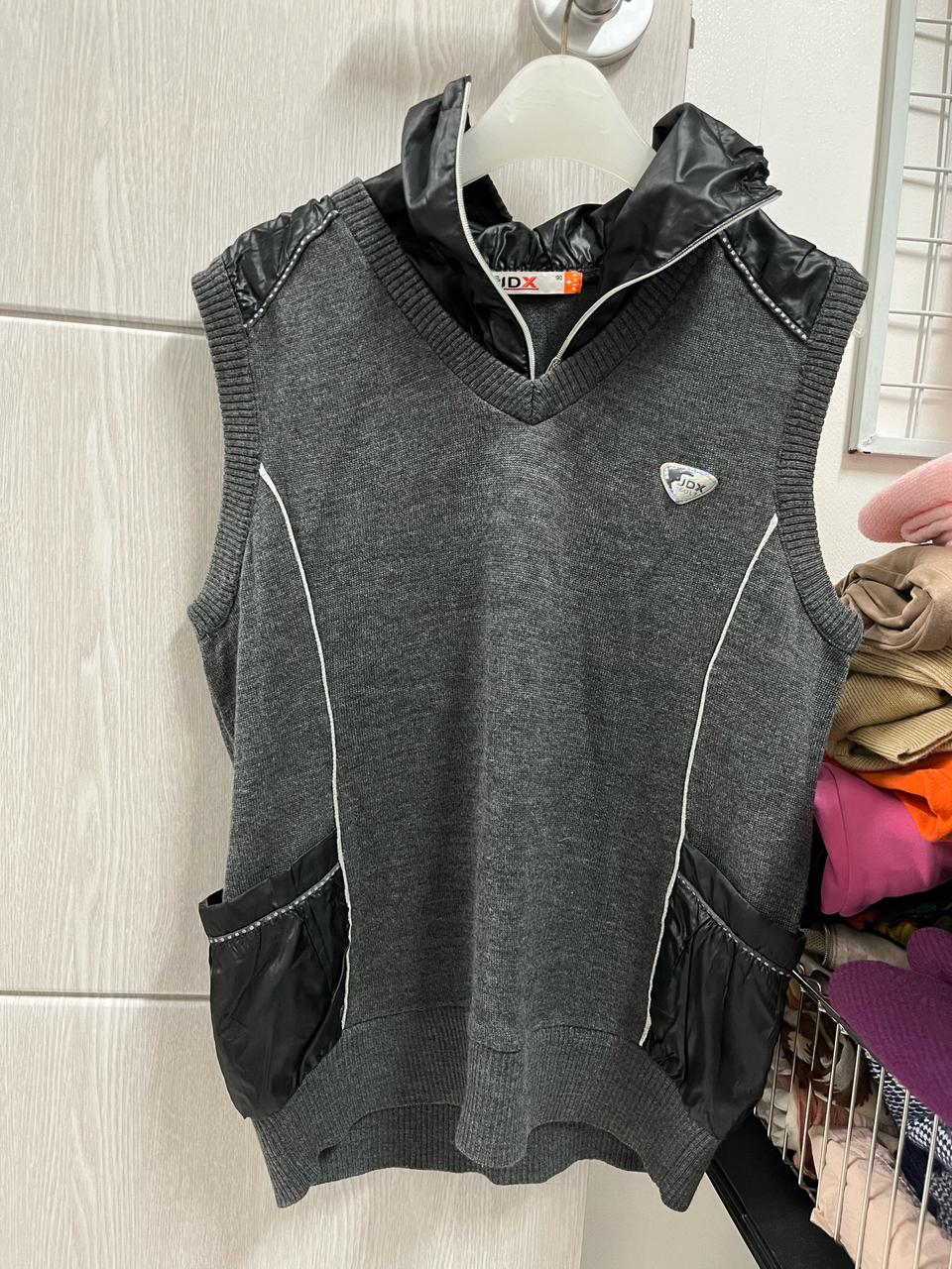 JDX 후드 니트 조끼