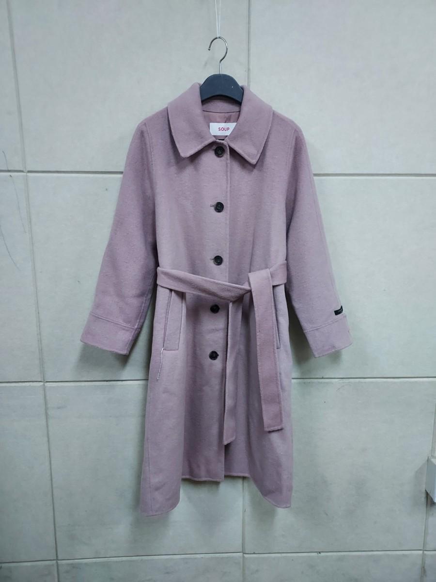 22년구매 SOUP 핑크 캐시미어+양모 핸드메이드롱코트66