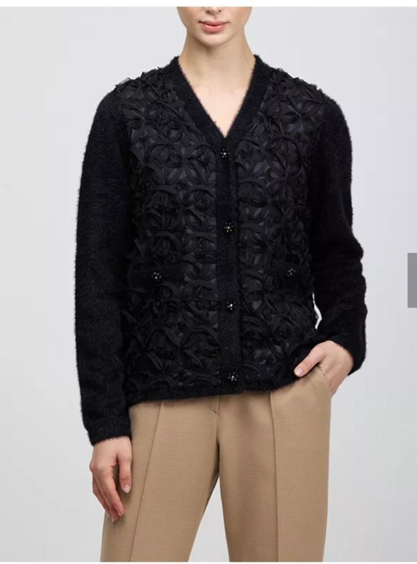 아플리케 니트 가디건 새거