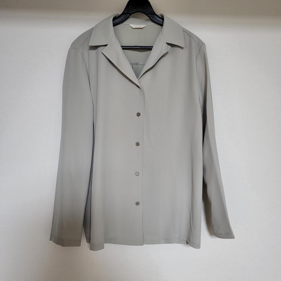 민트 오픈 카라 셔츠 블라우스