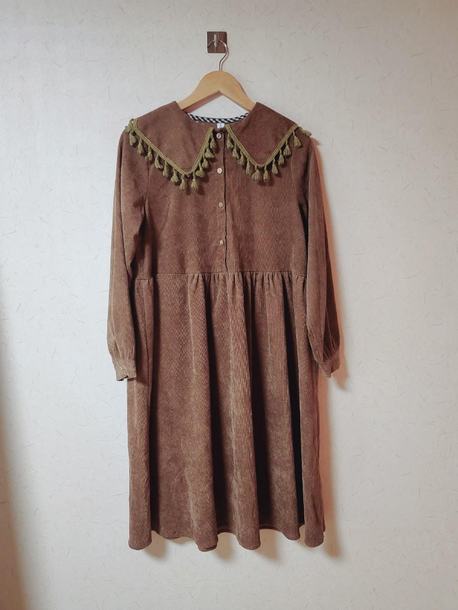 딸기쨈프로젝트 빅카라 테슬 코듀로이 원피스