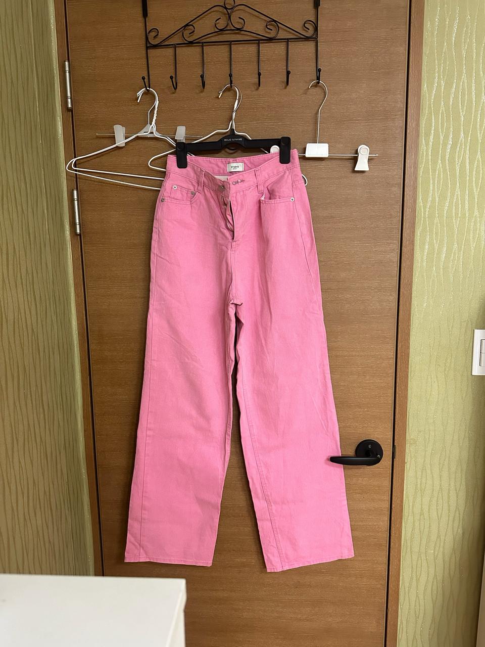 (1회착용) 립합 하이웨스트일자팬츠 루즈핏팬츠 핑크바지 S