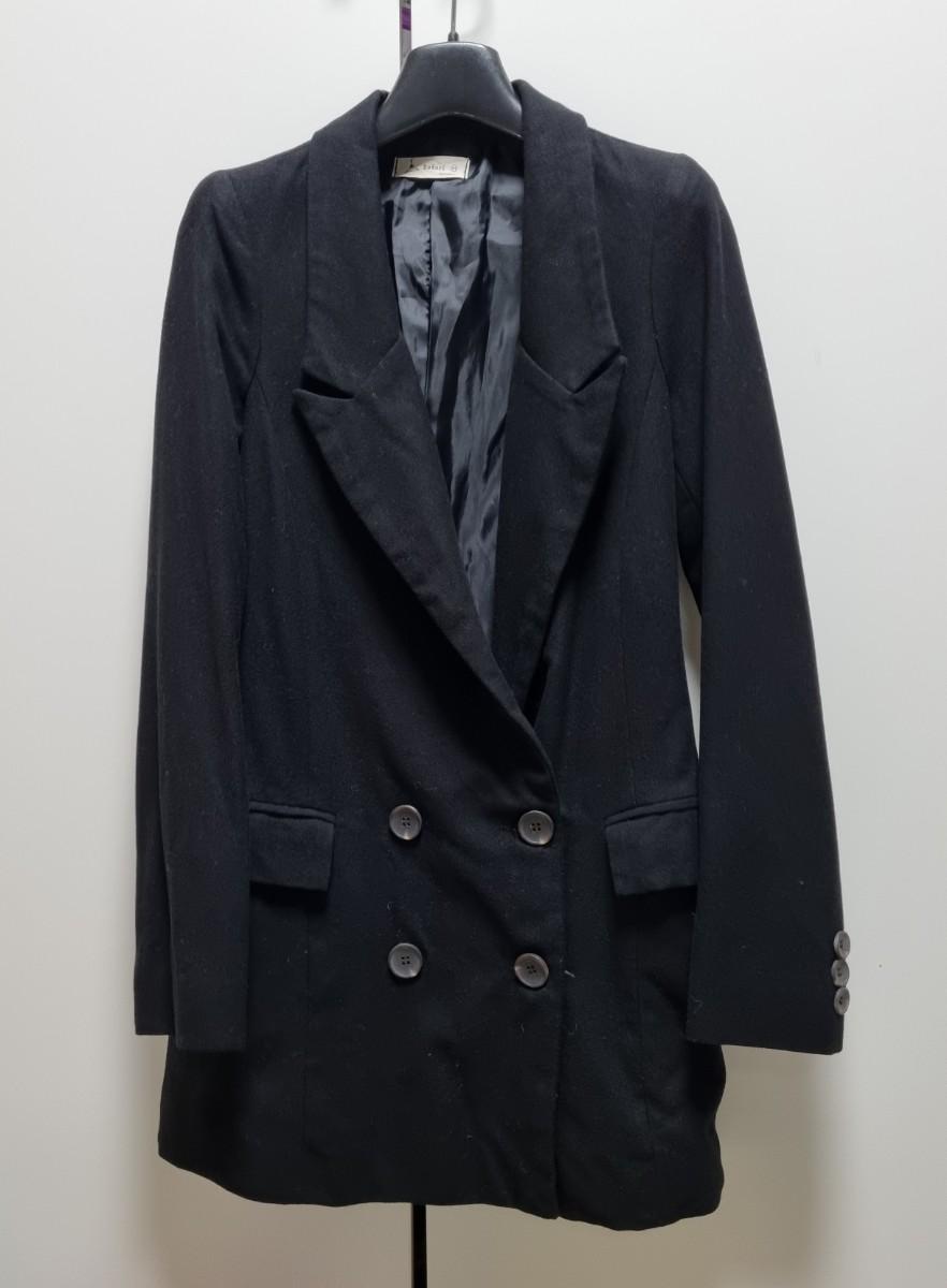 두툼 블랙 자켓. 롱. 힙덮음. m사이즈