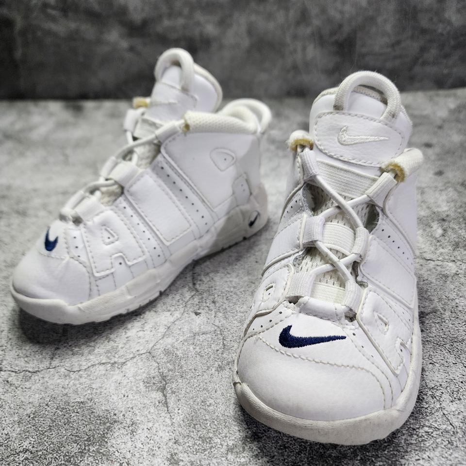 (정품)나이키 TD 유아/아동 에어모어 업템포 화이트 미드나잇네이비140