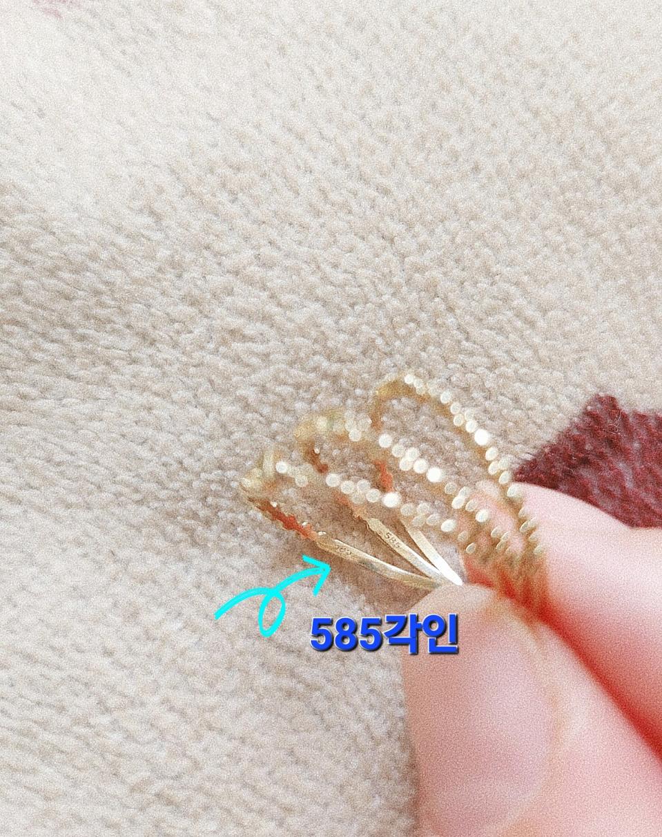 14k 그린다이아몬드 네잎클로버 반지3개세트