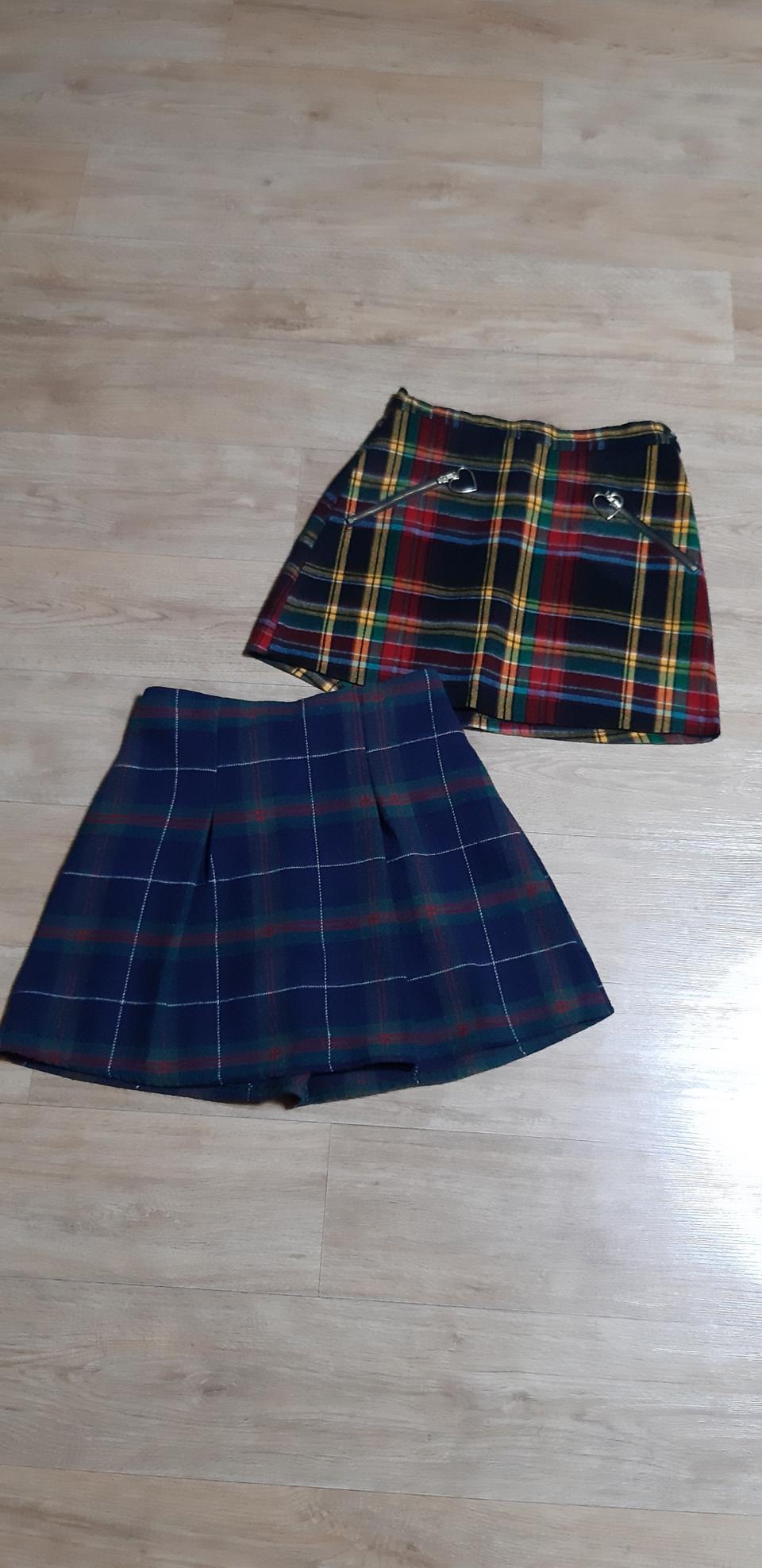 체크 미니 모직 스커트 치마 택1