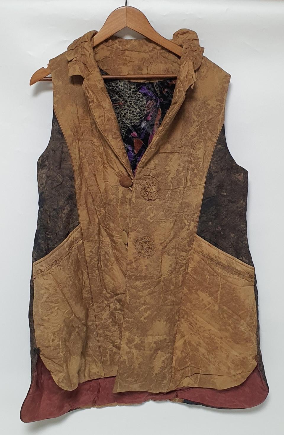 여성 천연염색 추동 솜조끼 베스트 프리사이즈