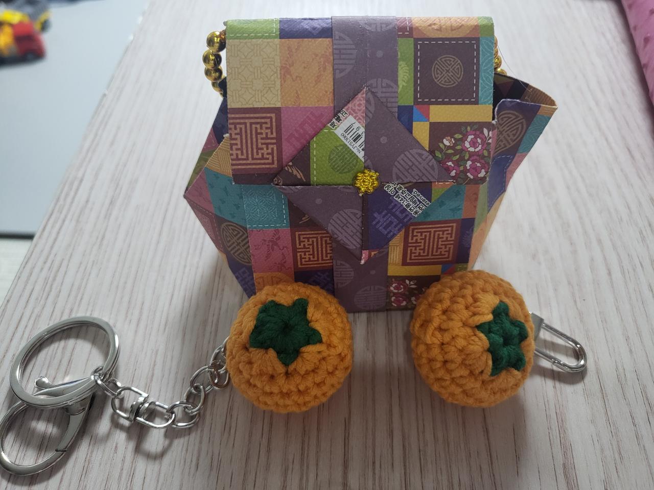 핸드메이드 감귤 키링뜨개