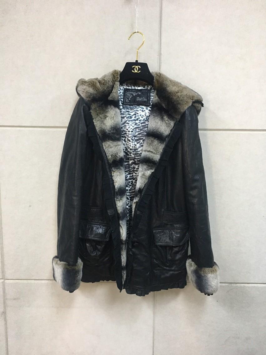 Elloie Dieu 천연양가죽+천연 모피 패딩가죽코트