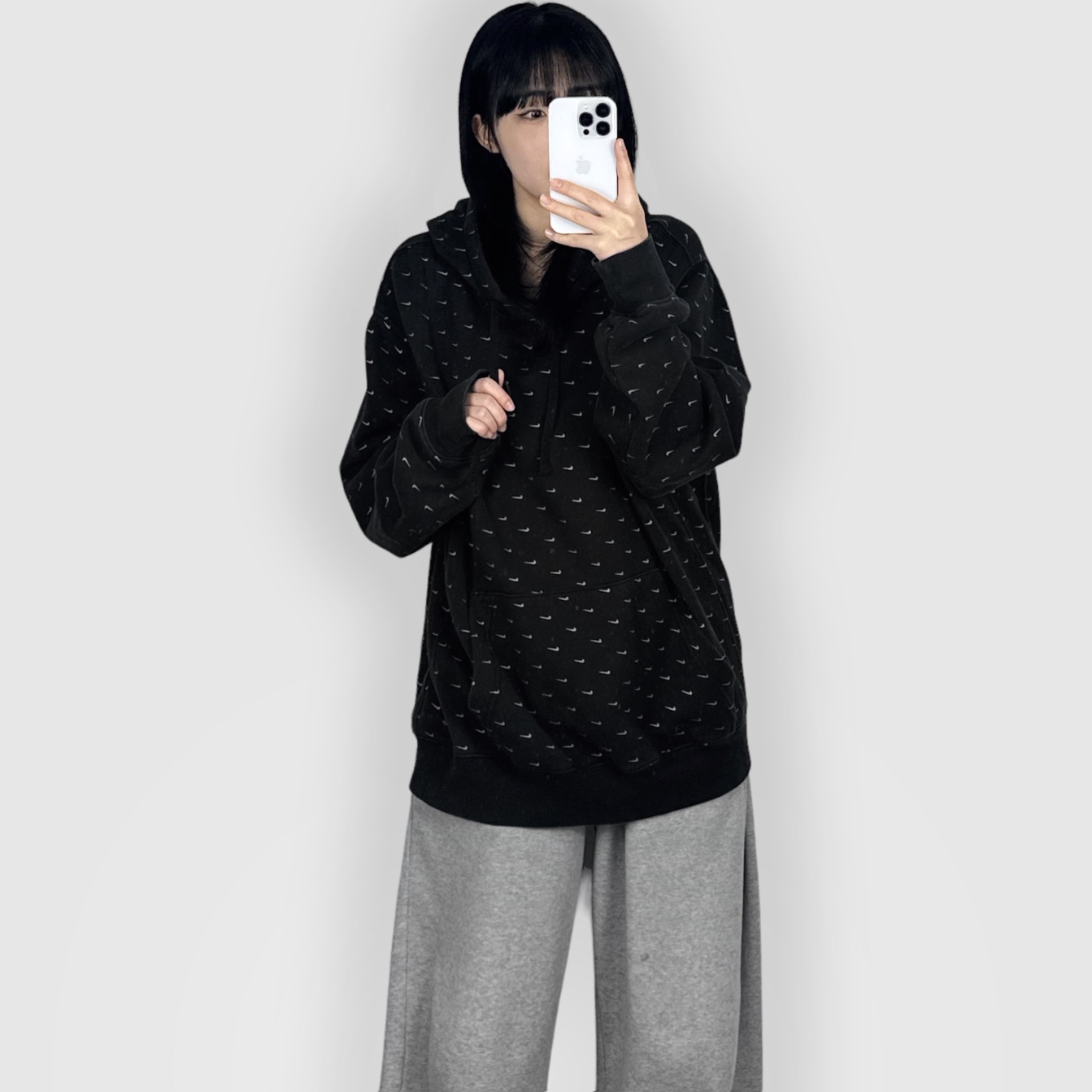 [중고] 나이키 스우시 로고 후드티