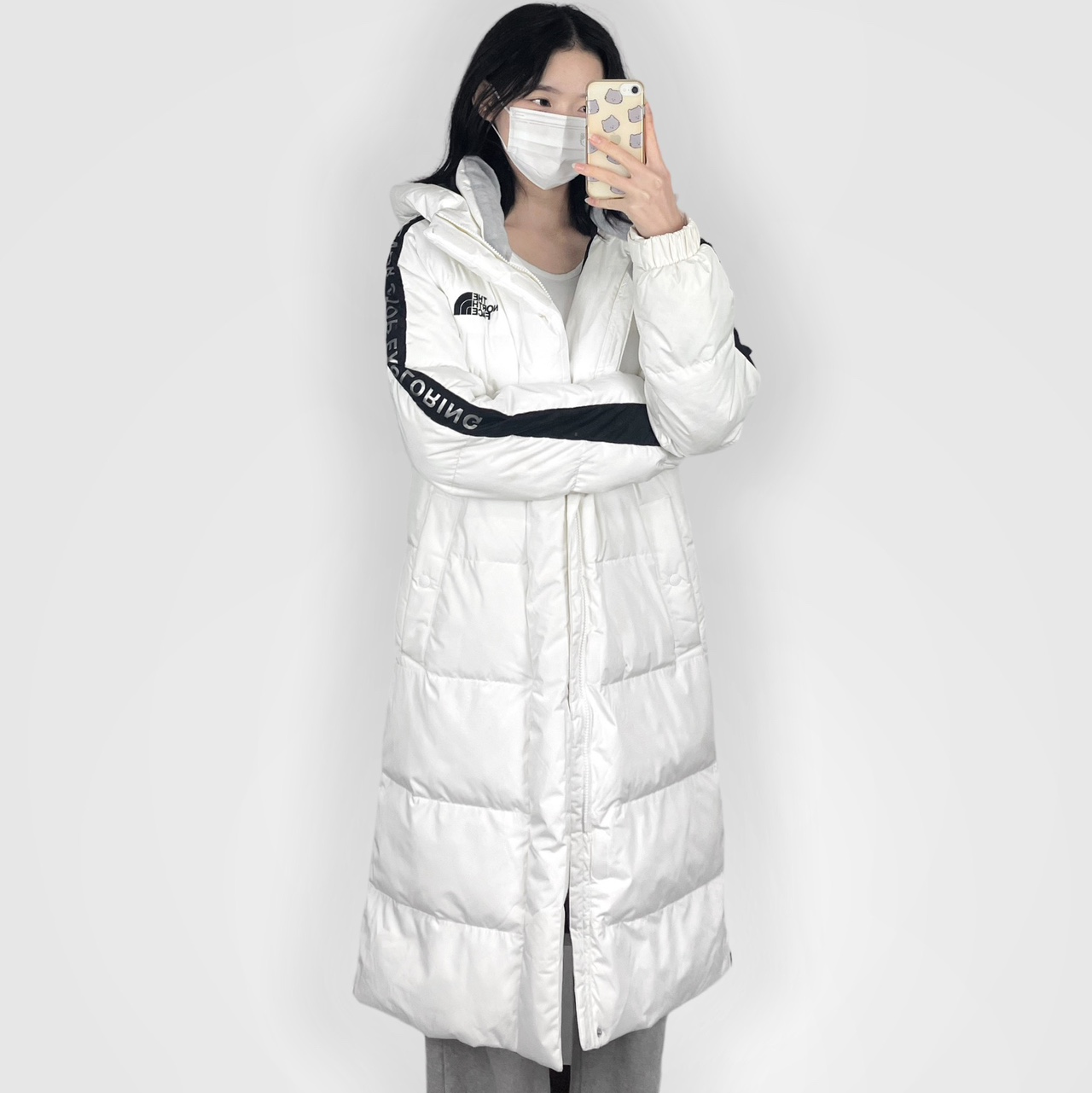 [중고] 노스페이스 화이트라벨 롱패딩 화이트