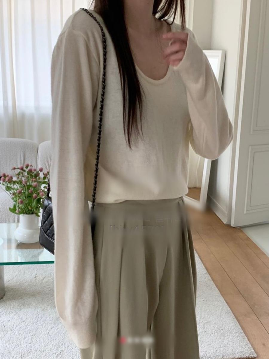 (새제품) 멜라운지 캐시미어 유넥 니트 크림