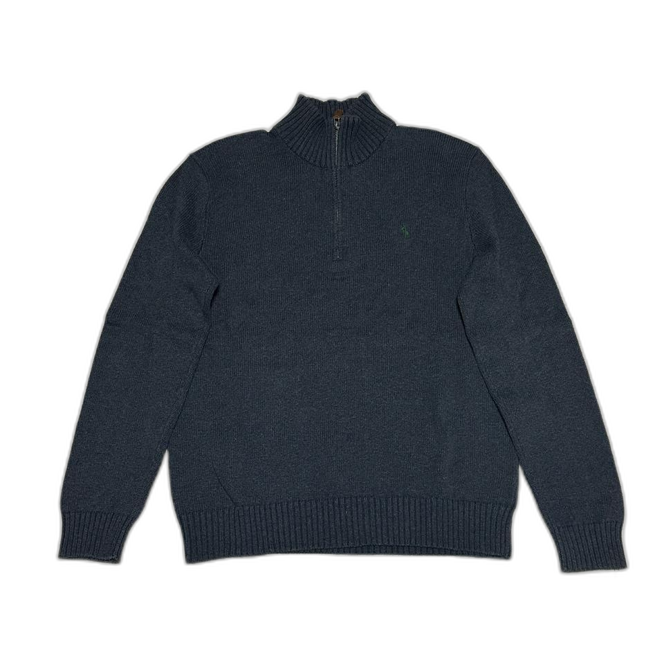 폴로 반집업 니트 스웨터 차콜