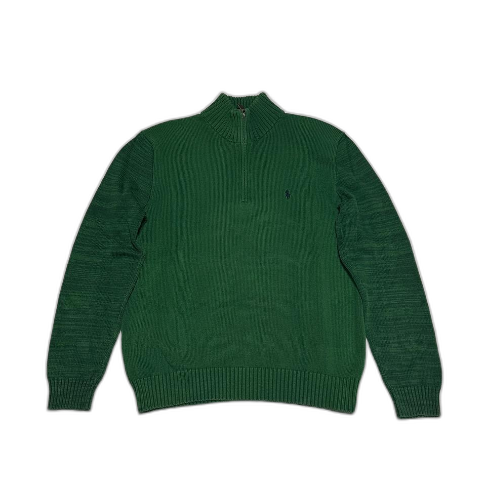 폴로 반집업 니트 스웨터 그린