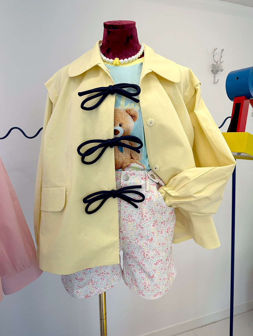 레레 소공녀 리본 트렌치 하프 자켓 44~88 새상품