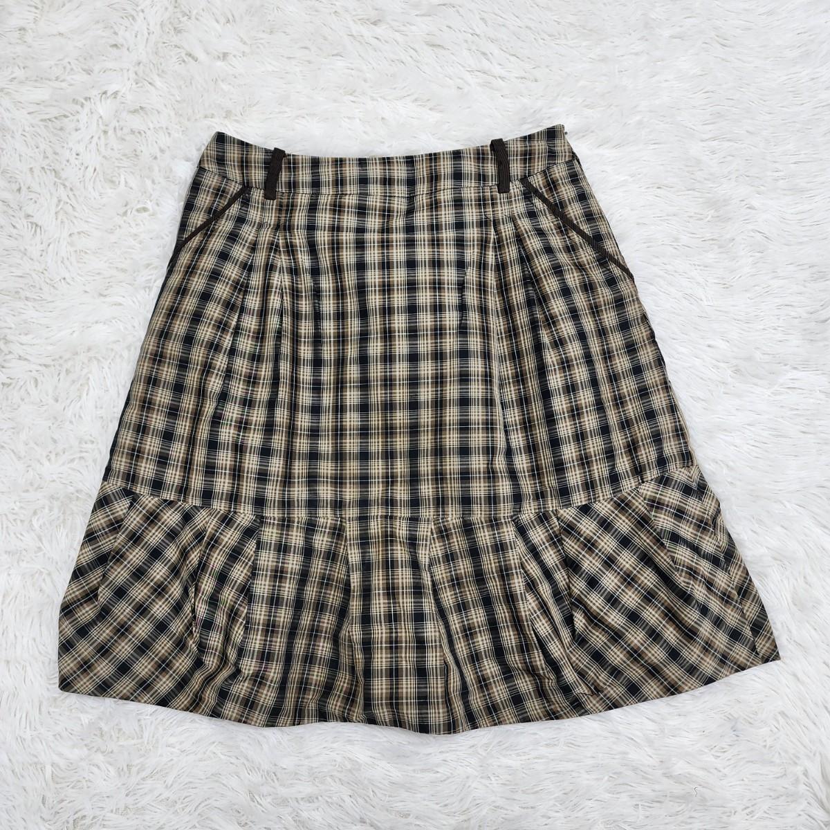 막스마라 Maxmara 위켄드 체크 미디 스커트