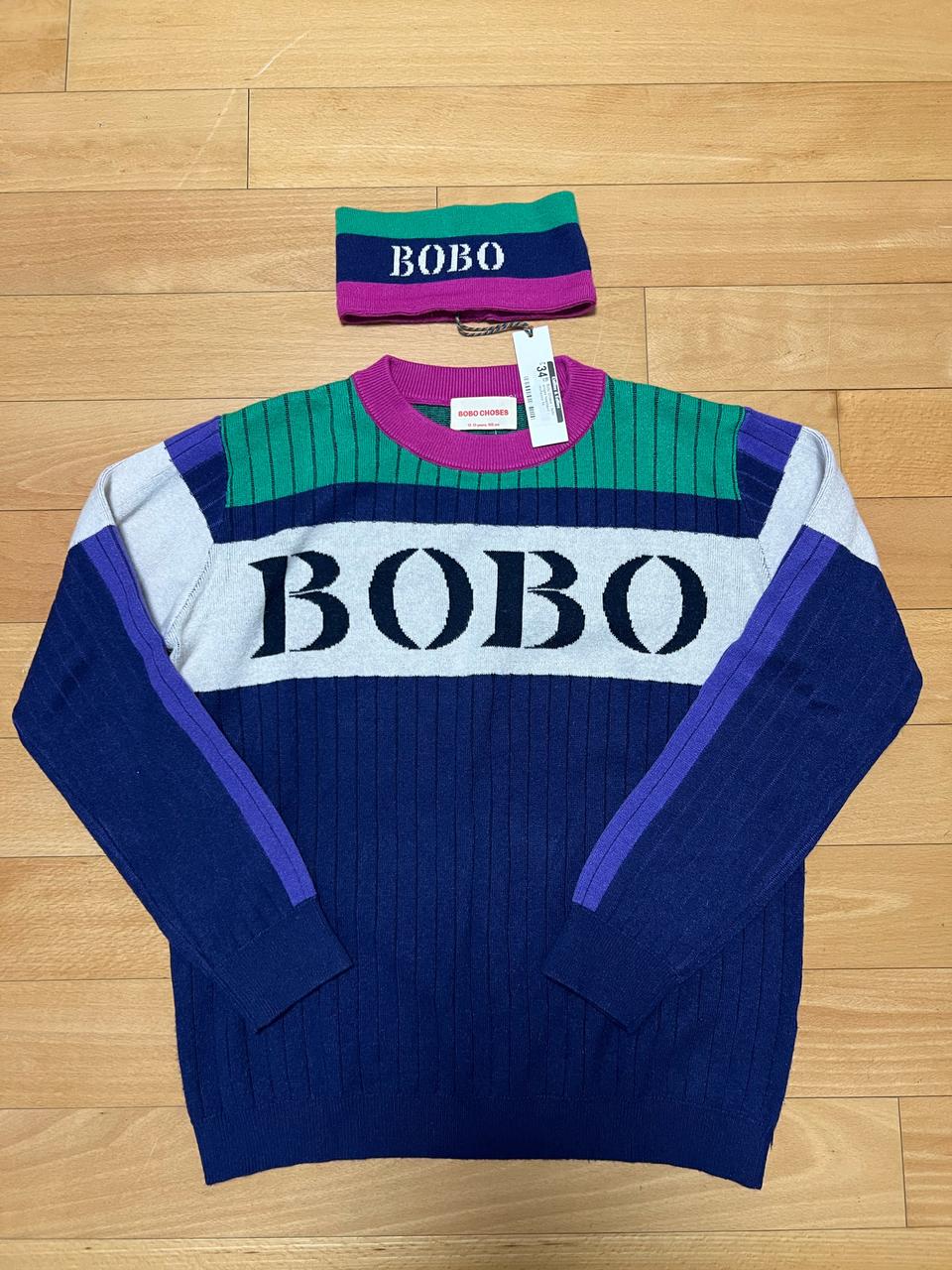 새상품 보보쇼즈 컬러블럭 니트12-13 헤어밴드54