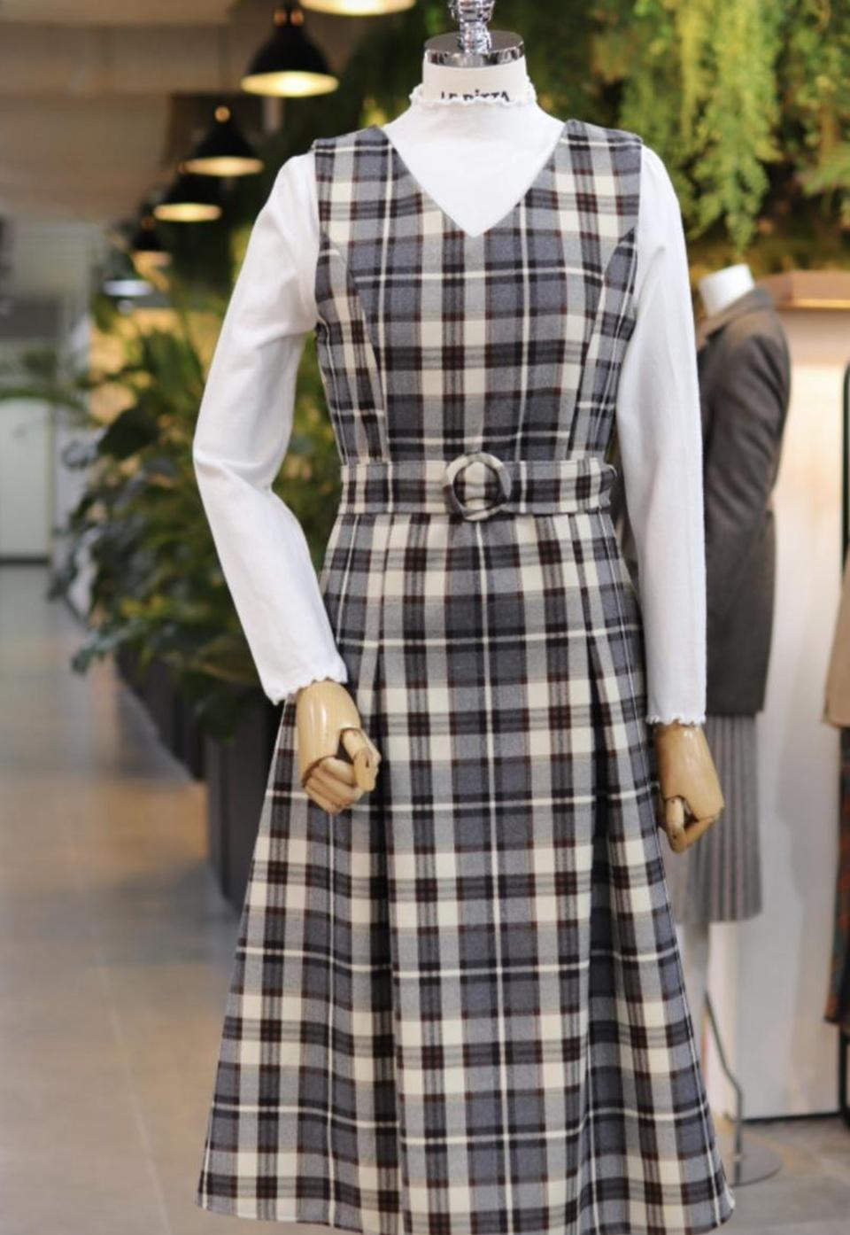 롱 체크 원피스