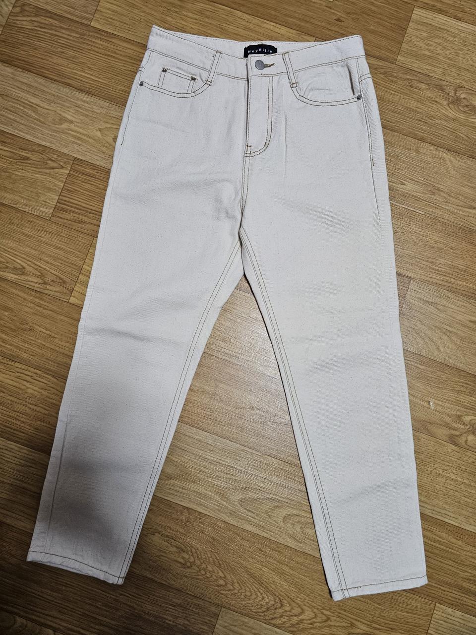 봄,가을 스티치 아이보리 면바지